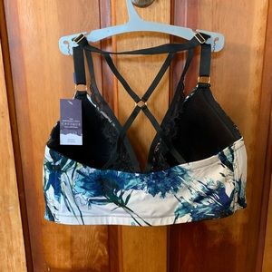 Brand new cacique blue floral front close bra